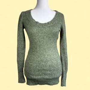 Vintage Y2K rue 21 Wide Neck Long Sleeve Green Sweater Womens Size M